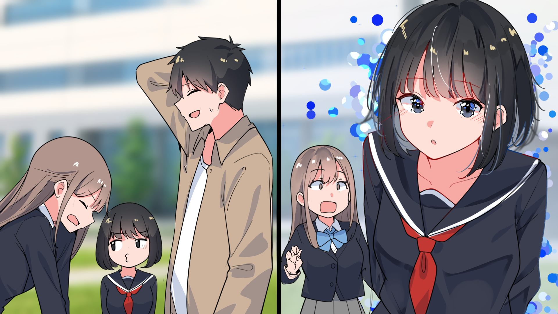 男女3人の表情を描いた漫画制作サンプル